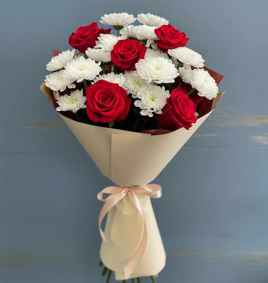 Букет цветов из: Розы и Хризантемы в Правдинском