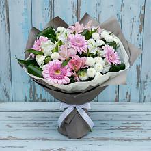 Букет цветов из:  Герберы, Альстромерии и Хризантемы в Правдинском