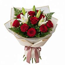 Букет цветов из:  Лилии и Розы #REPLACE_PRED# Правдинском