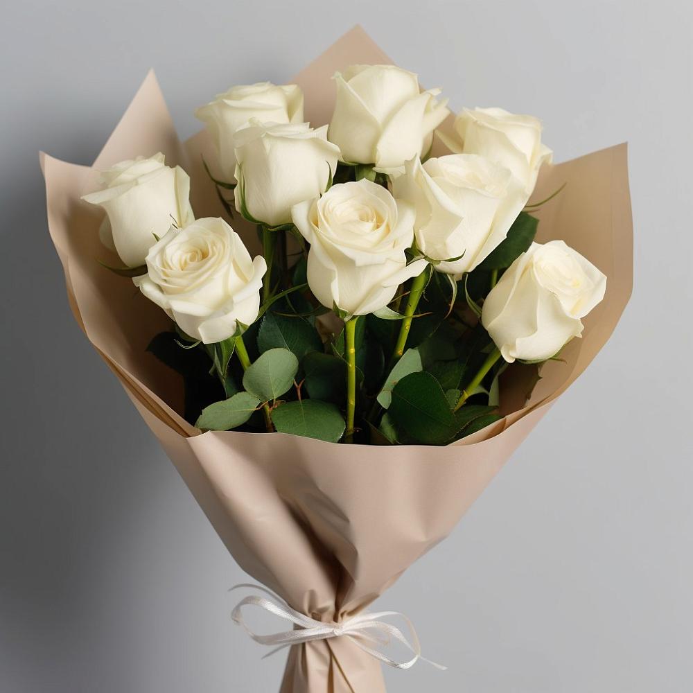 Букет 9 Белых роз Эдлесс Лав в Правдинском