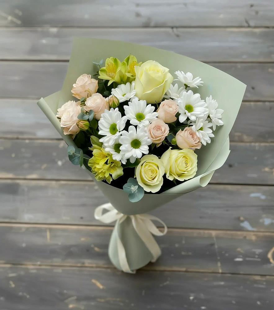 Букет цветов из: Альстромерии, Розы и Хризантемы в Правдинском