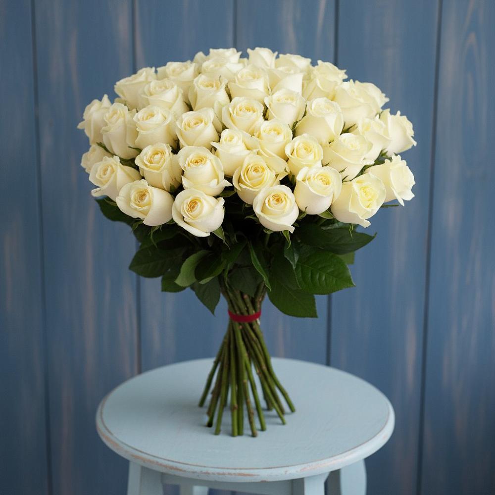 Букет 51 Белая роза Эдлесс Лав в Правдинском