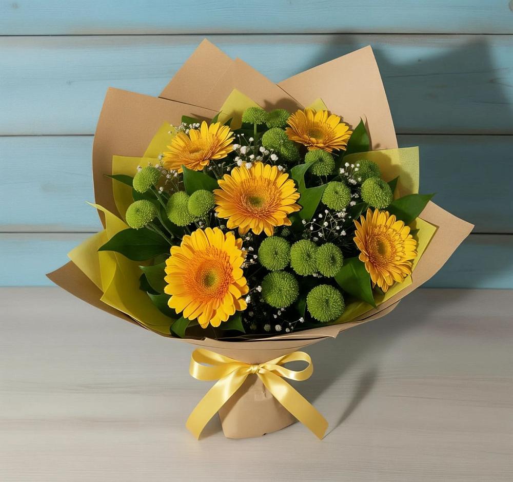 Букет цветов из: Герберы и Хризантемы в Правдинском