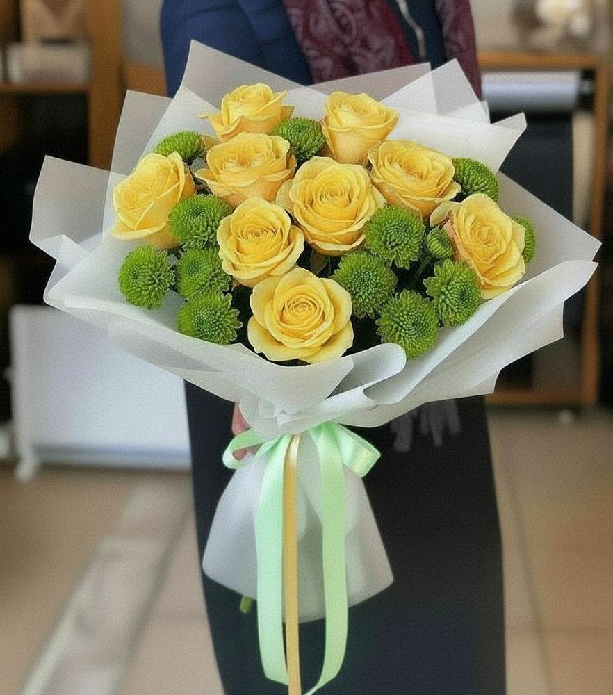 Букет цветов из: Хризантемы и Розы в Правдинском