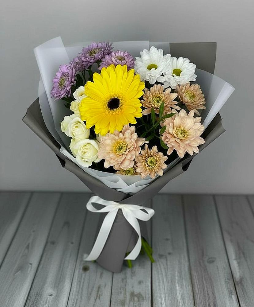 Букет цветов из: Розы, Герберы и Хризантемы в Правдинском