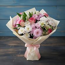 Букет цветов из:  Хризантемы, Альстромерии и Розы в Правдинском