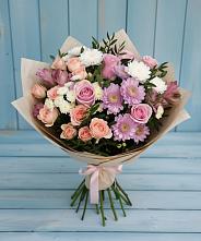 Букет цветов из:  Хризантемы, Розы и Альстромерии в Правдинском