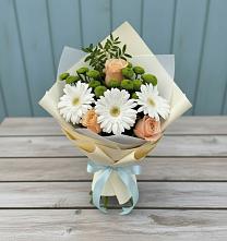 Букет цветов из:  Герберы, Розы и Хризантемы #REPLACE_PRED# Правдинском