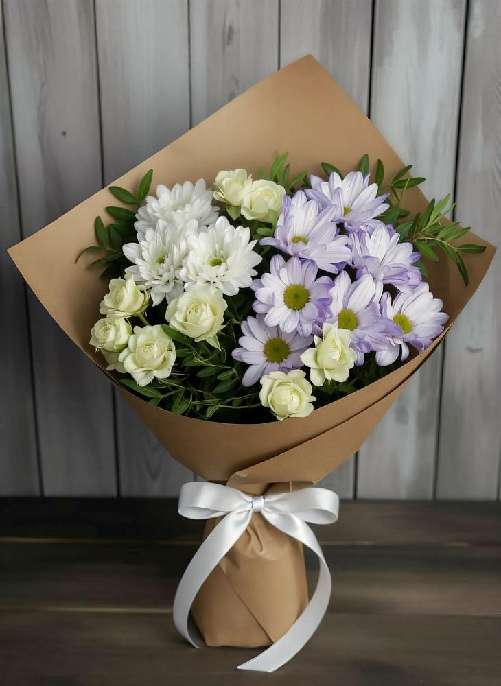 Букет цветов из: Хризантемы и Розы в Правдинском